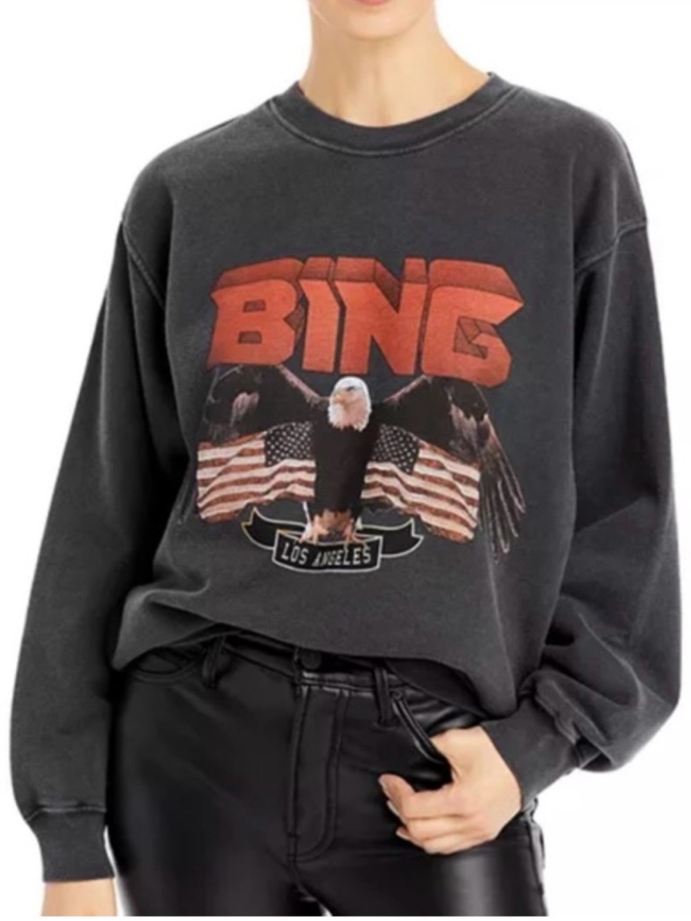 Anine Bing Black Sweatshirt with Red Graphic